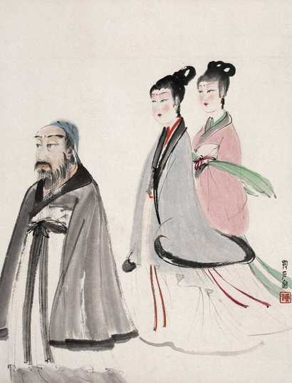 傅抱石 东山携妓 立轴